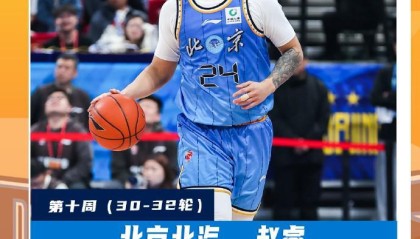 必赢体育官方入口-CBA官方：赵睿当选常规赛第十周最佳球员；三分命中率69.2%